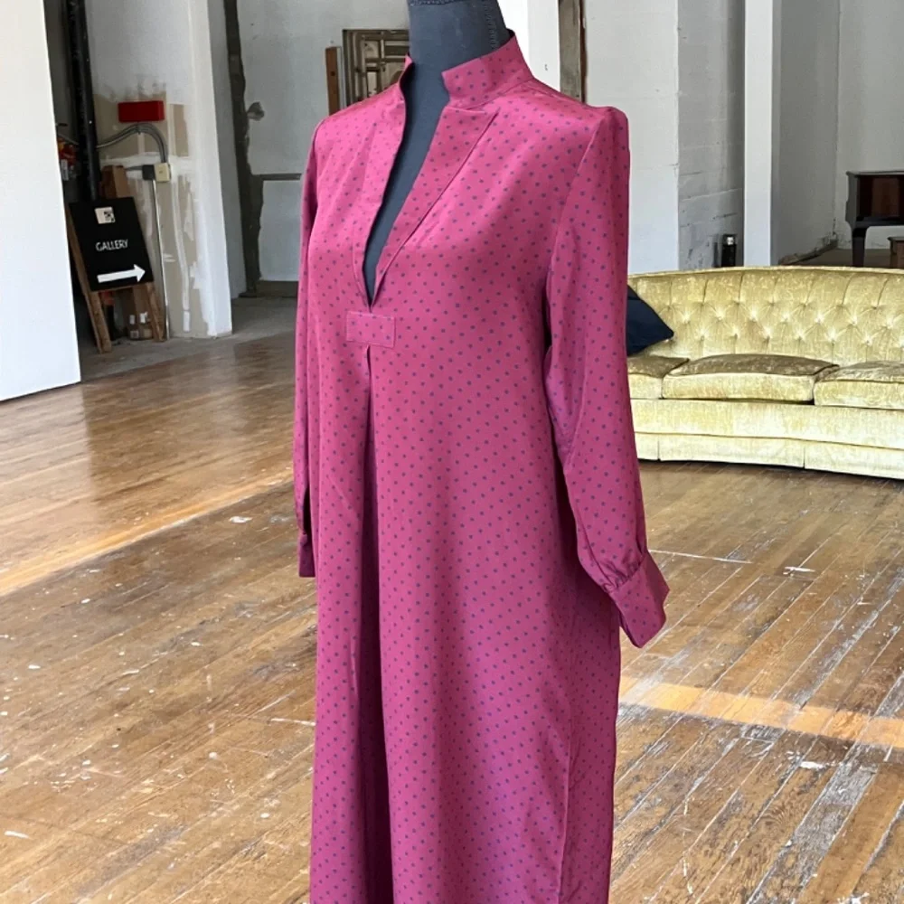 Wizzy Kit Maroon and navy polka dotted Maxi dress. - Picture 5 of 13